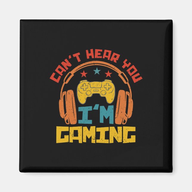Aimant Casque de jeu drôle rétro Désolé, je ne vous enten (Devant)