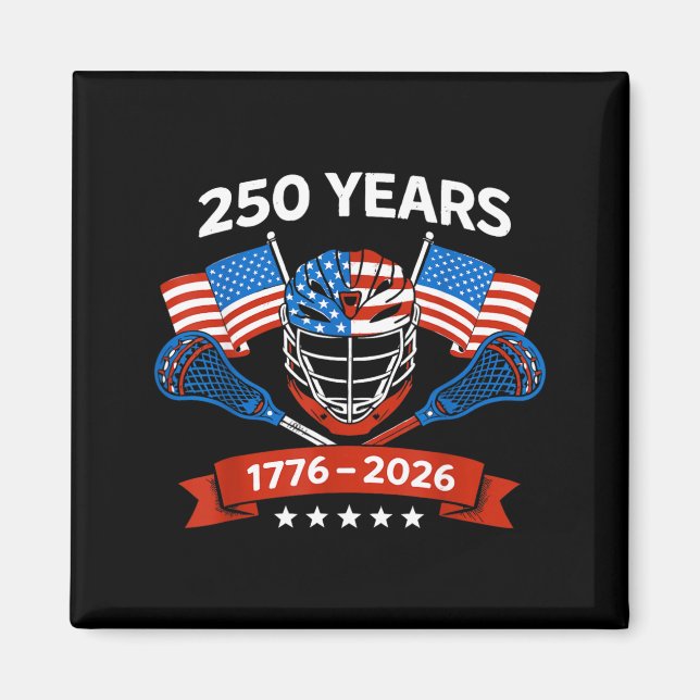 Aimant Casque de Lax Bâton de Lacrosse Drapeau Américain  (Devant)