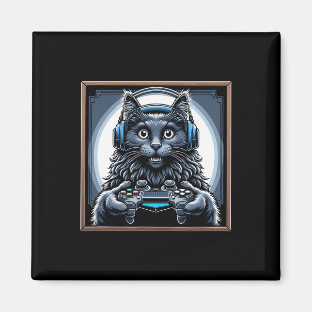 Aimant Casque Jeux Vidéo Nebelung Chat Gaming  (Devant)