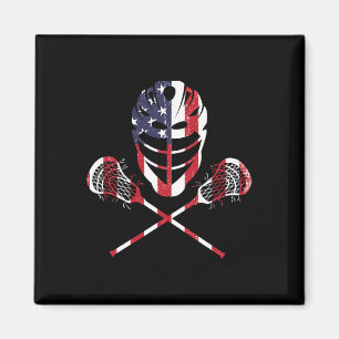 Aimant Casque Lax Drapeau Américain Lacrosse Bâtons 4 Jui