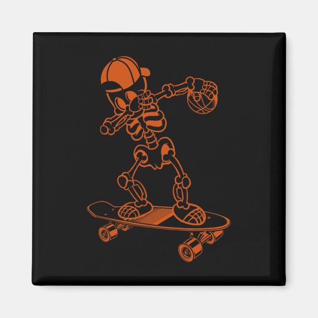 Aimant Casque squelette de skateboard Trick Cool Ollie  (Devant)