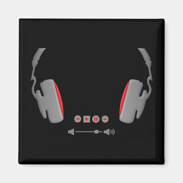 Aimant Casques avec boutons de contrôle du volume des méd (Devant)