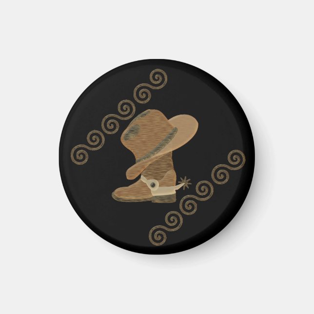 Aimant Casquette Cowboy sur Bottes Cowgirl (Devant)