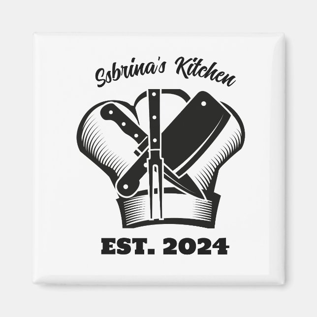 Aimant Casquette du chef et cuisine sur mesure (Devant)