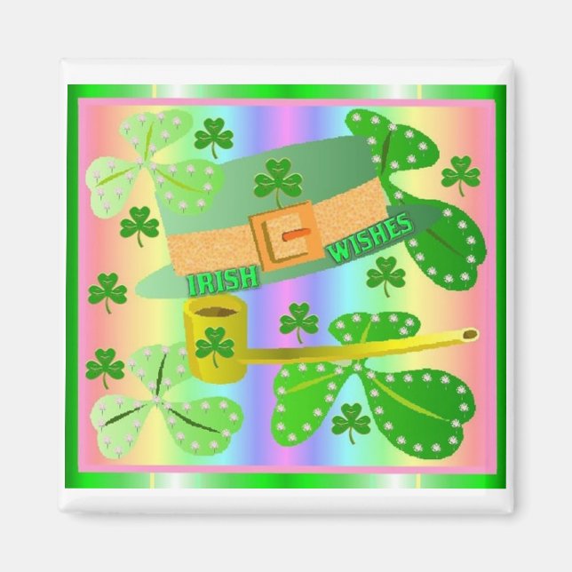 Aimant Casquette et Shamrock irlandais (Devant)