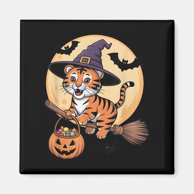 Aimant Casquette sorcière Tiger Citrouille Costume d'Hall (Devant)