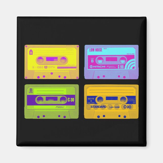 Aimant Cassettes Rétro Pop Art des Années 80 (Devant)