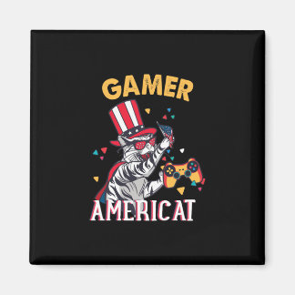 Aimant Cat Americat 4th Of July American Gamer