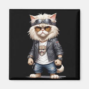 Aimant Cat Biker Rebel en cuir Jacket Cool Style urbain