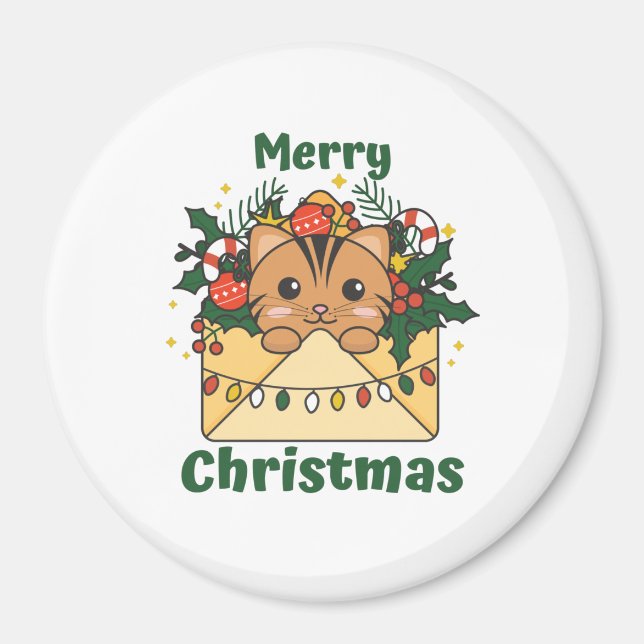 Aimant Cat Christmas Letter Winter Animals (Devant)