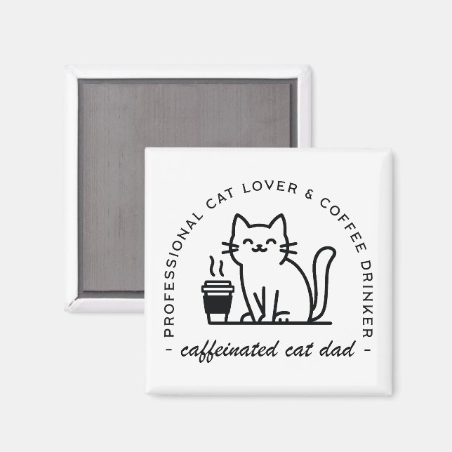 Aimant Cat dad and coffee lovers hipster (Recto/Verso)