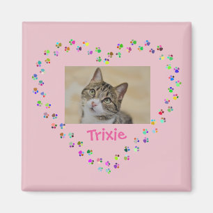 Aimant Cat Dog Paw Prints Personalized Photo
