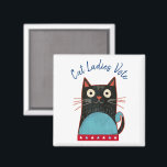 Aimant Cat Ladies Vote Script Feminist Rustic Funny migno<br><div class="desc">"Les femmes de chat votent". Soyez fiers et partagez votre soutien à Kamala Harris chaque fois que vous utilisez cet aimant féministe mignon, amusant, graphique et graphique. Une jolie illustration de chat rustique en noir, rouge, blanc et turquoise bleu et bleu marine manuscrite typographie recouvre un arrière - plan blanc....</div>