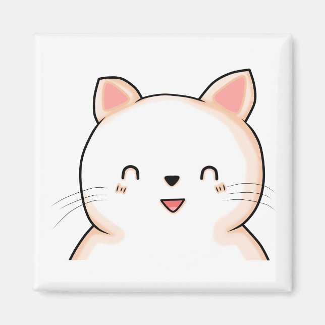 Aimant Cat Little Cat Kawaii Fermé Yeux Dessin animal. (Devant)