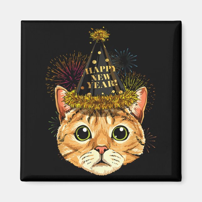 Aimant Cat New Year Shirt 2024 Happy New Years Eve Nye Fi (Devant)