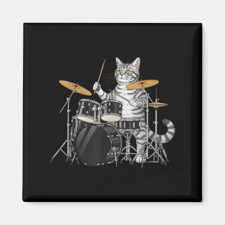 Aimant Cat Playing Drums Drumset Drumkit Drumming Drum Dr