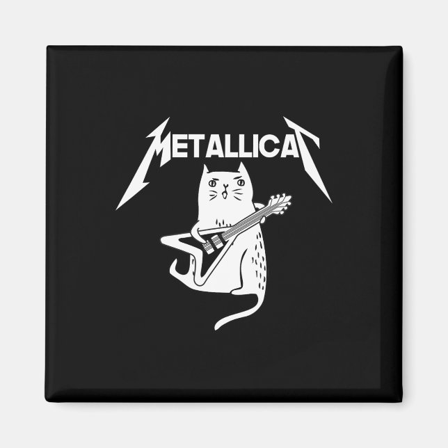 Aimant Cat Rock Band Guitare Amusants Noël Cadeau de Noël (Devant)