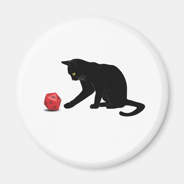 Aimant Cat Rolling Dice RPG Rôle Jeu Jeux Jeu Jeu Lov (Devant)