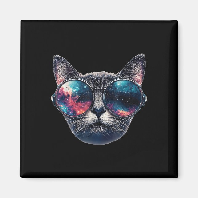 Aimant Cat Space Gles Sungles Universe Mème amusant Graph (Devant)