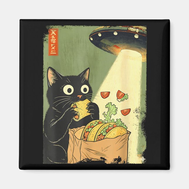 Aimant Cat Tacos Japanese UFO Anime Trendy (Devant)