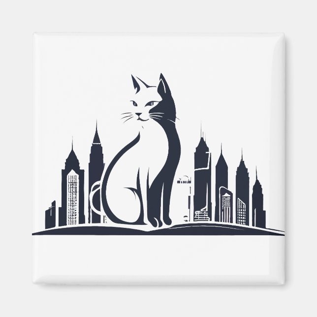 Aimant Cat Vector Art Animal Moderne Urbain Graphique Vil (Devant)