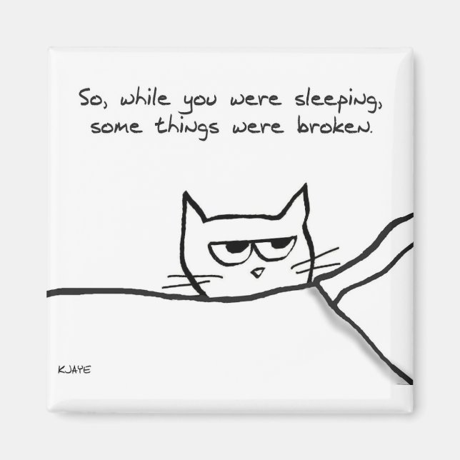 Aimant Cat Wake Up Call - Funny Cat GIft for Cat Lovers (Devant)