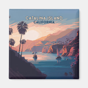 Aimant Catalina Island California Boats Sunset Retro