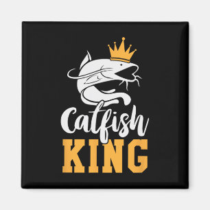 Aimant Catfish King Design Funny Catfish Fishing Cadeau
