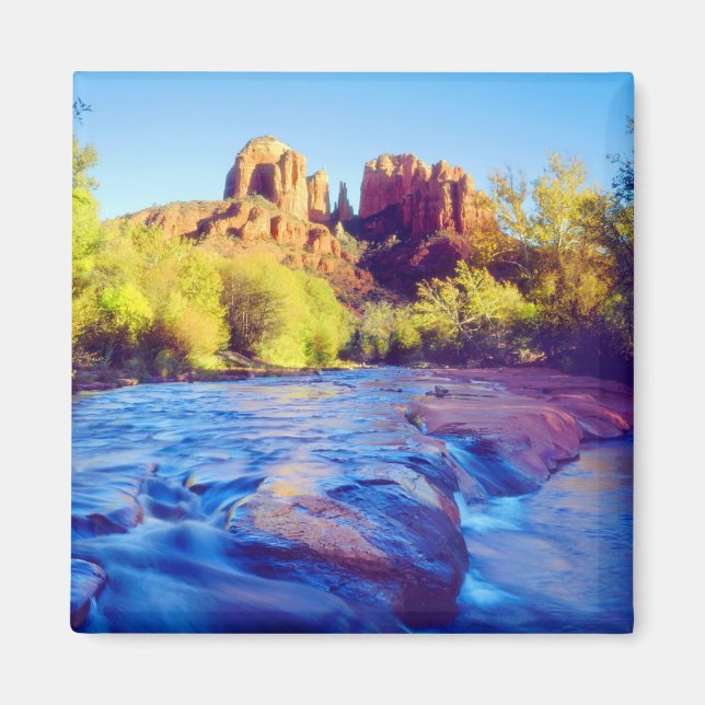 Aimant Cathedral Rock reflétant dans Oak Creek, Arizona (Devant)