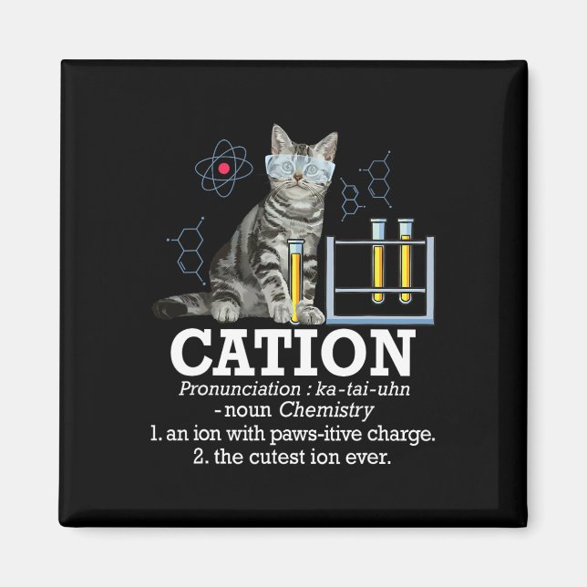 Aimant Cation - Chimie amusante Humour Science Enseignant (Devant)