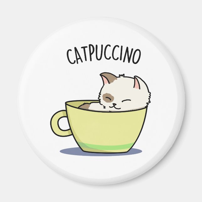 Aimant Catpuccino Funny Kitty Cat In Cup Pun (Devant)