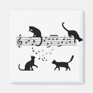 Aimant Cats Playing Music Notes