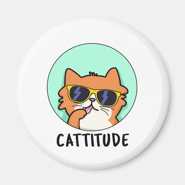 Aimant Cattitude Drôle Attitude Chat Blague (Devant)