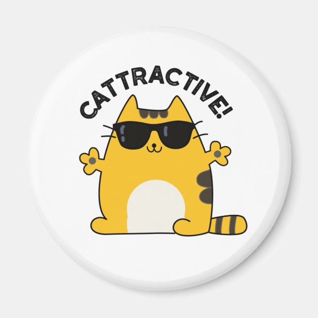 Aimant Cattractive Funny Attractive Cat Pun (Devant)