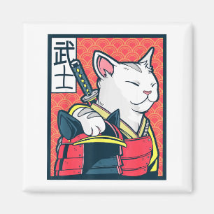 Aimant Catzilla Ancien Art Japonais de Chat Vintage Ninja