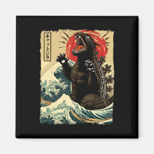 Aimant Catzilla Art de chat drôle chat japonais pour homm