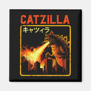 Aimant Catzilla Chat Monstre Drôle Parodie Japonaise Femm