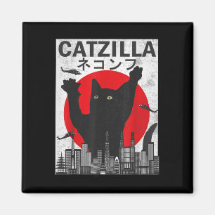 Aimant Catzilla vintage Japonaise Style coucher de soleil