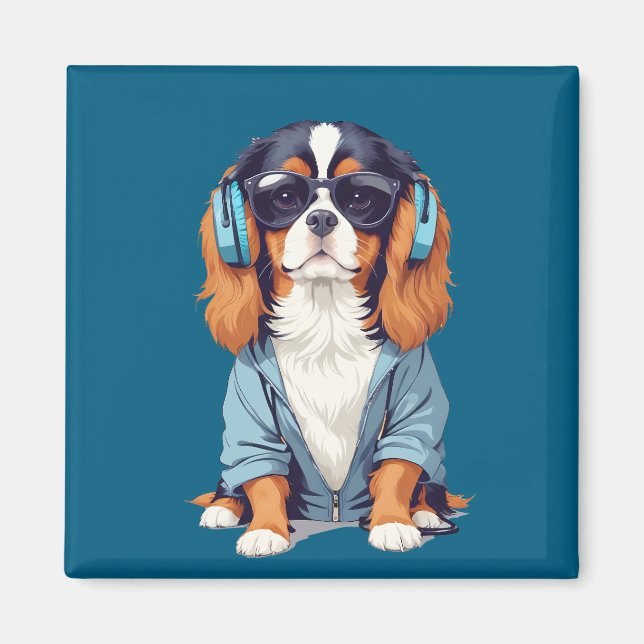 Aimant Cavalier King Charles Portant un Cool Sweat - shir (Devant)