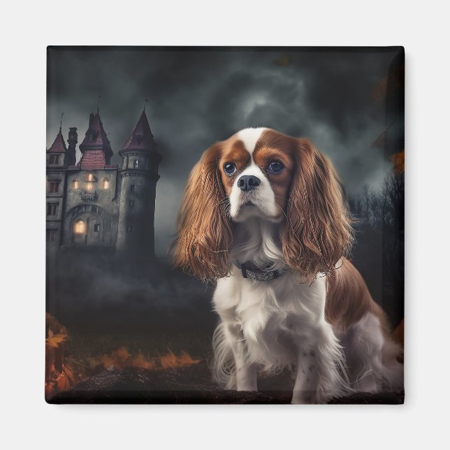 Aimant Cavalier King Charles Spaniel Halloween Épouvantab (Devant)