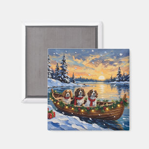 Aimant Cavalier King Charles Spaniel Noël Bateau