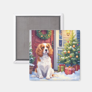 Aimant Cavalier King Charles Spaniel Noël enneigé