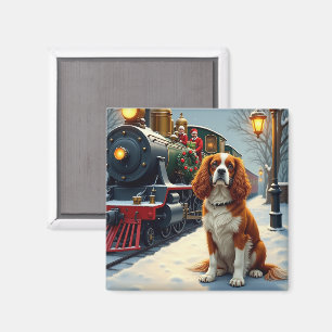 Aimant Cavalier King Charles Spaniel Train de Noël
