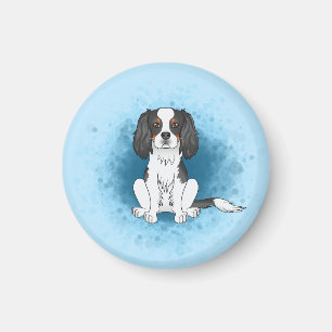 Aimant Cavalier King Charles Spaniel tricolore sur fond b