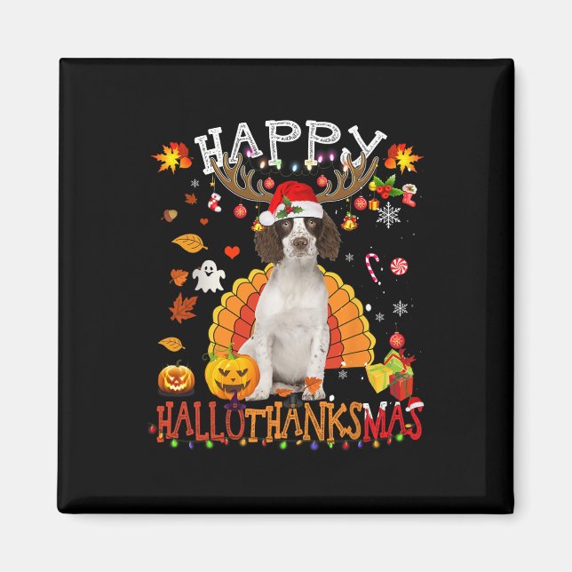 Aimant Cavalier King Halloween Chien de Noël Happy Hallot (Devant)