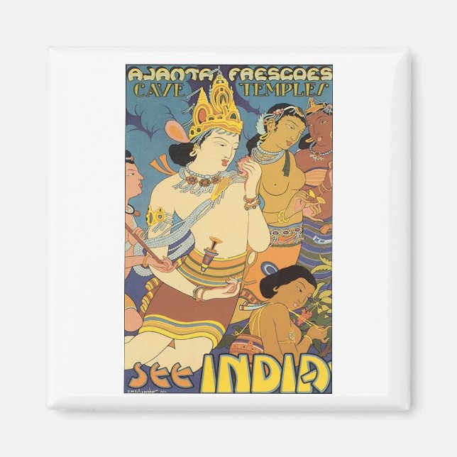 Aimant Cave Temples, voir India Travel Poster (Devant)