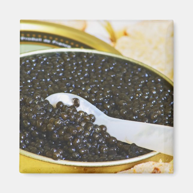 Aimant Caviar noir et cuillère en nacre pour (Devant)