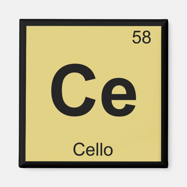 Aimant Ce - Chimie de la musique Cello Symbole de table p (Devant)