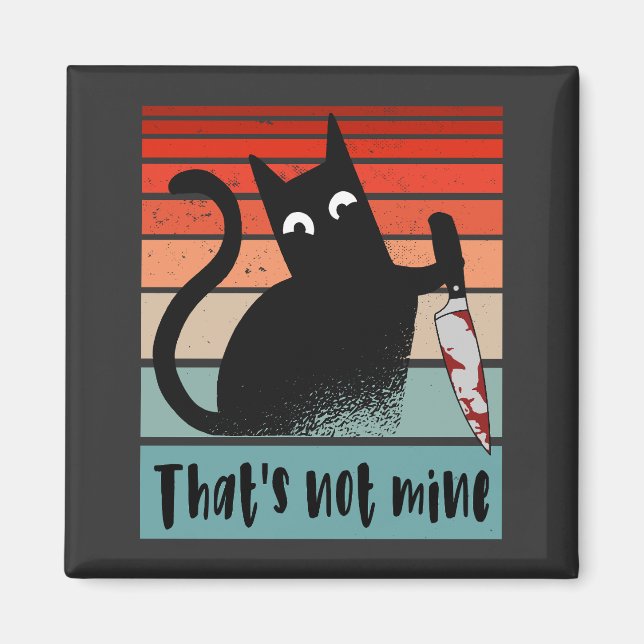 Aimant Ce n'est pas le mien, Chat Innocent avec couteau C (Devant)