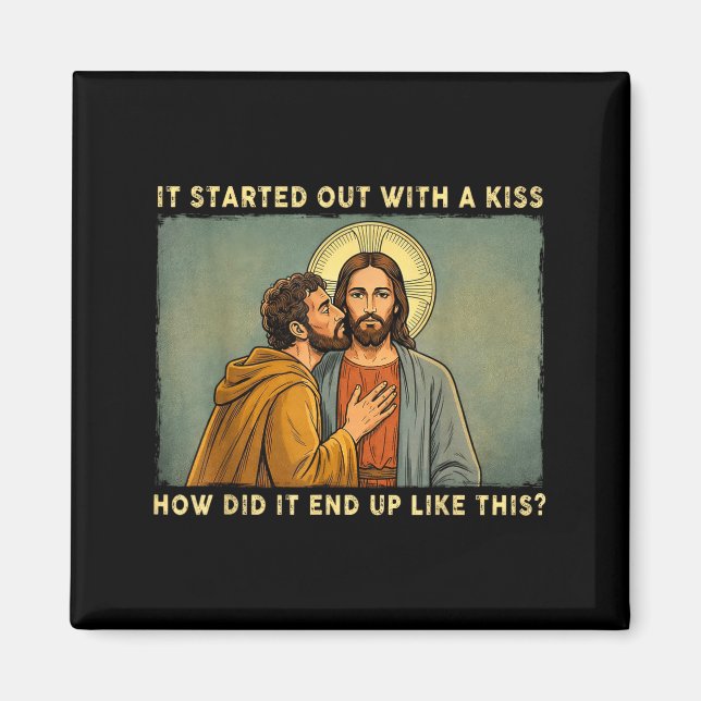 Aimant Ce n'était qu'un baiser jesus &amp; judas meme drô (Devant)